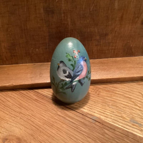 Houten ei handbeschilderd, 8 cm