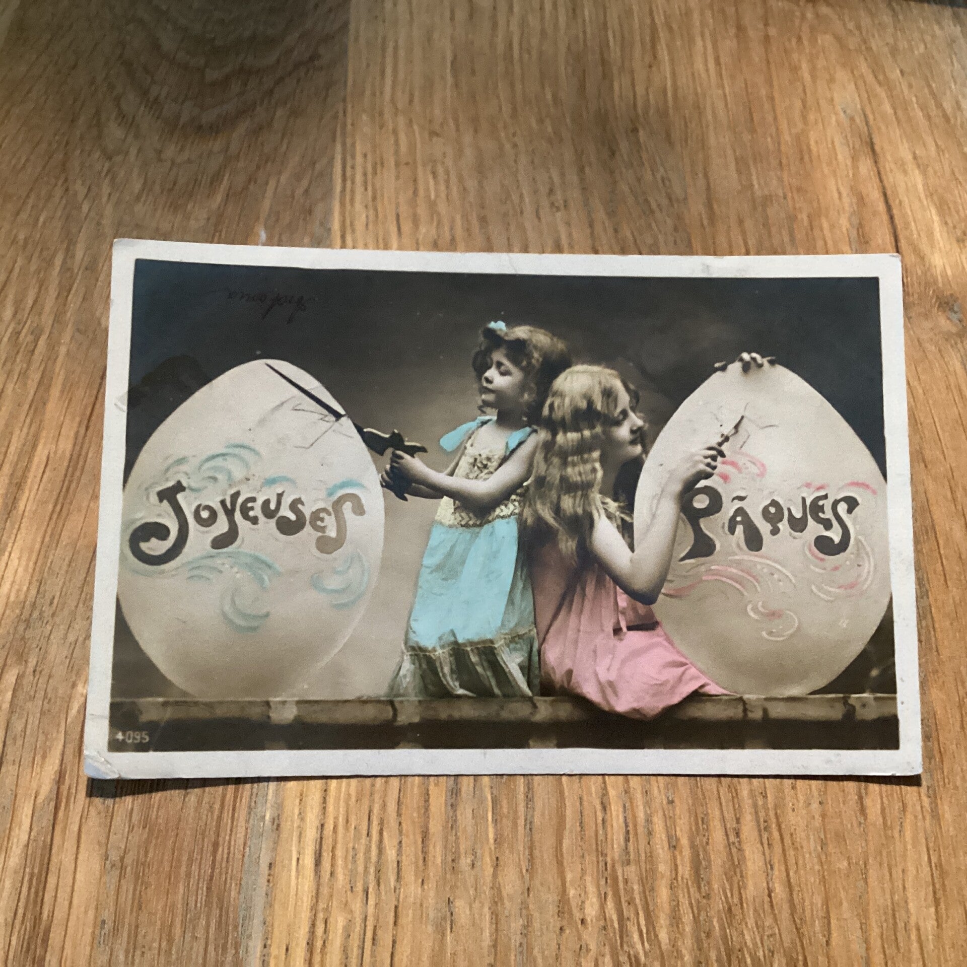 Antieke paaskaart met kind 1905