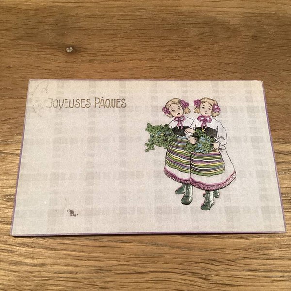 Antieke paaskaart uit 1921 in reliëf