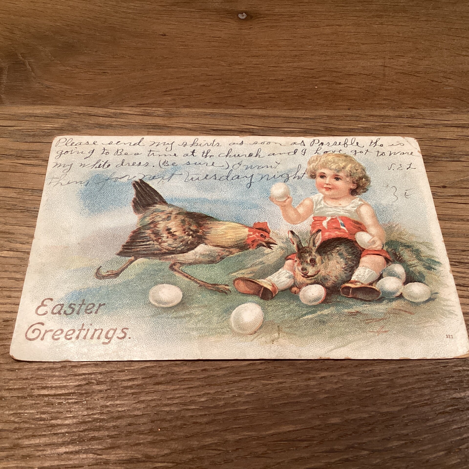 Antieke paaskaart in reliëf uit 1921