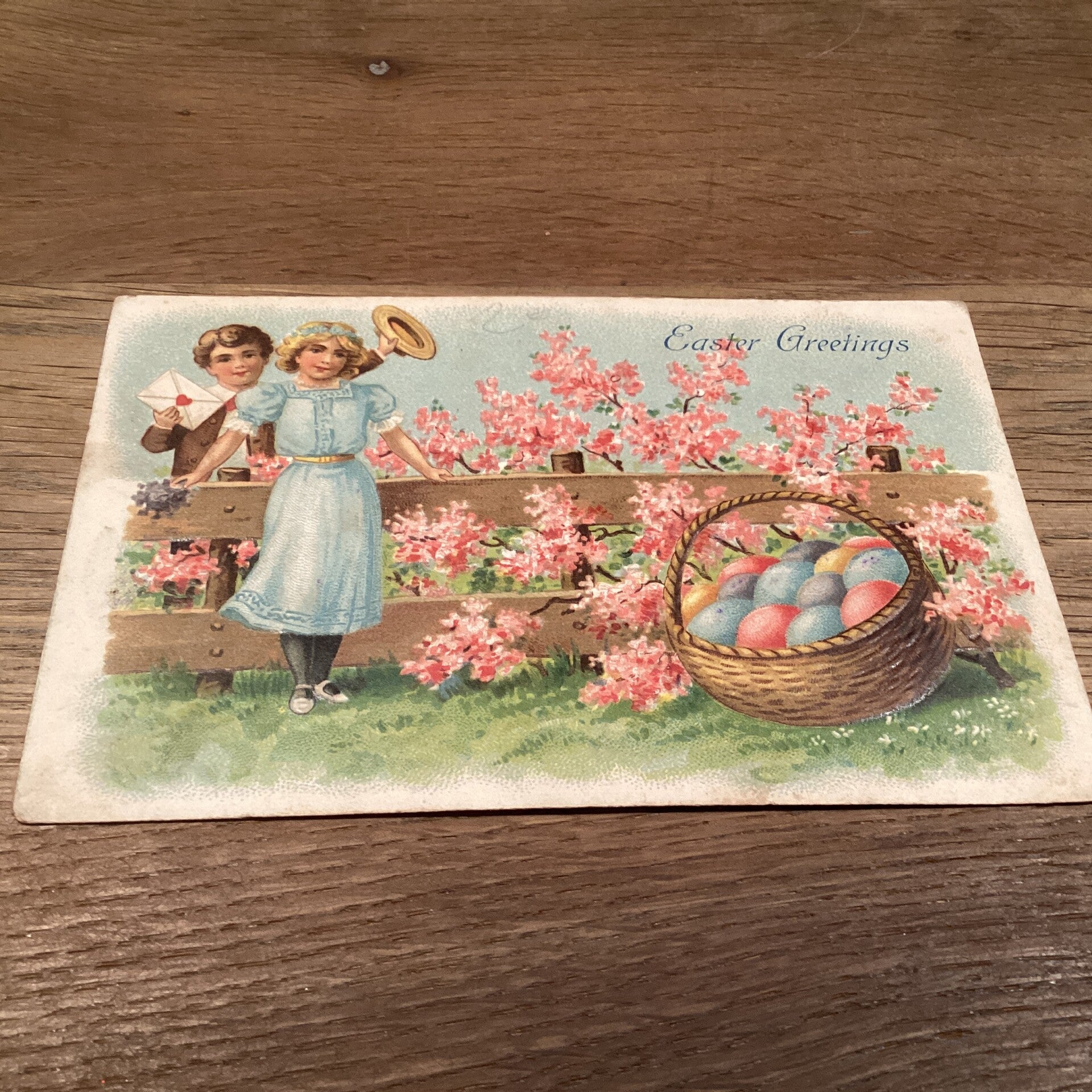 Antieke paaskaart in reliëf begin 1900