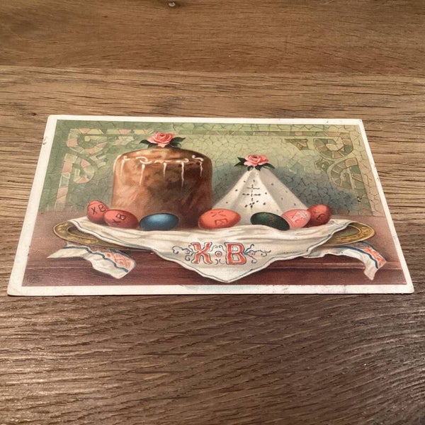 Antieke paaskaart in reliëf uit 1912