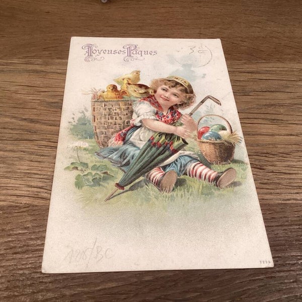 Antieke paaskaart in reliëf uit 1908