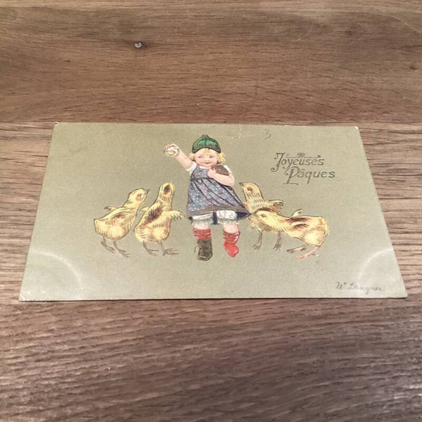 Antieke paaskaart in reliëf uit 1899