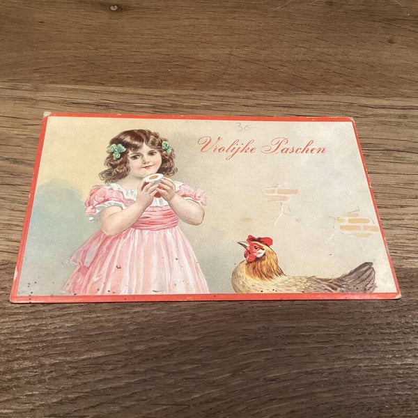 Antieke paaskaart in reliëf uit 1911