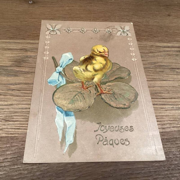 Antieke paaskaart in reliëf uit 1911