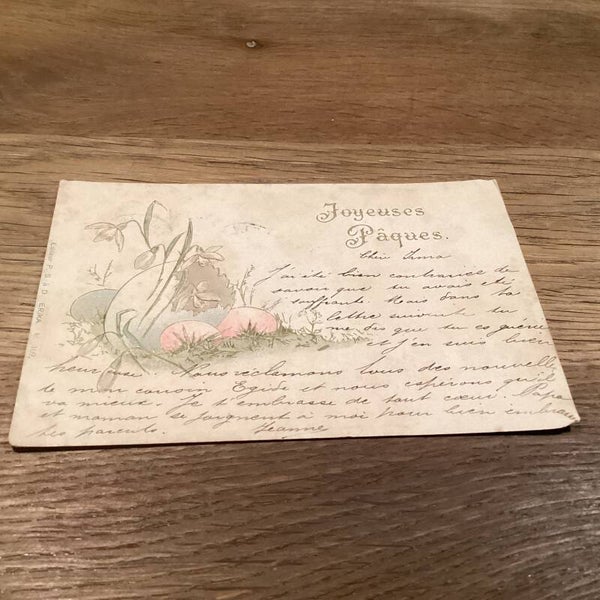 Antieke paaskaart in reliëf uit 1901