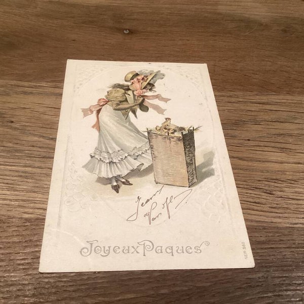 Antieke paaskaart in reliëf uit 1906