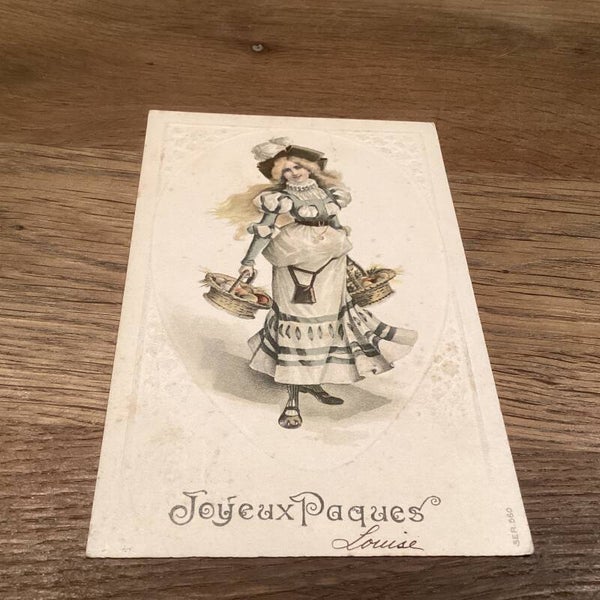 Antieke paaskaart in reliëf uit 1918