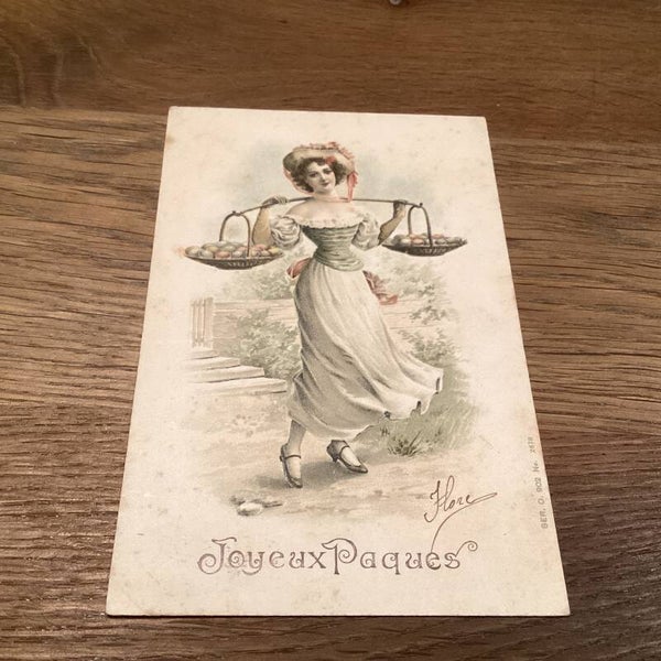 Antieke paaskaart in reliëf uit begin 1900