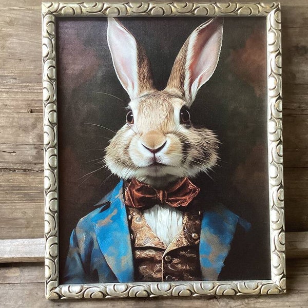 Portret haas in oude lijst 31x38 cm