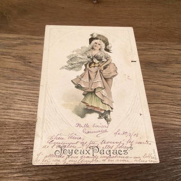 Antieke paaskaart in reliëf uit 1905