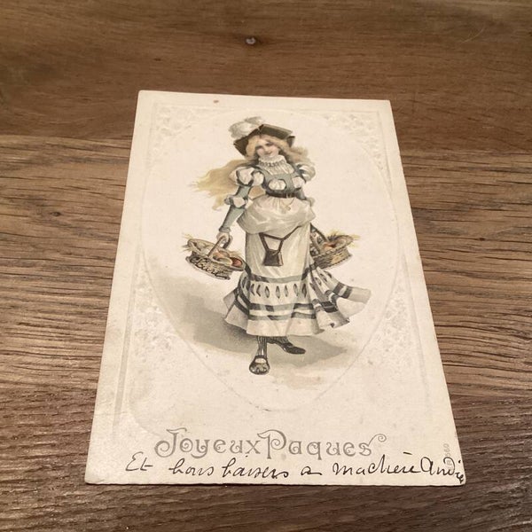 Antieke paaskaart in reliëf uit 1905