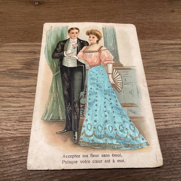Antiek romantische kaart in reliëf, 1909
