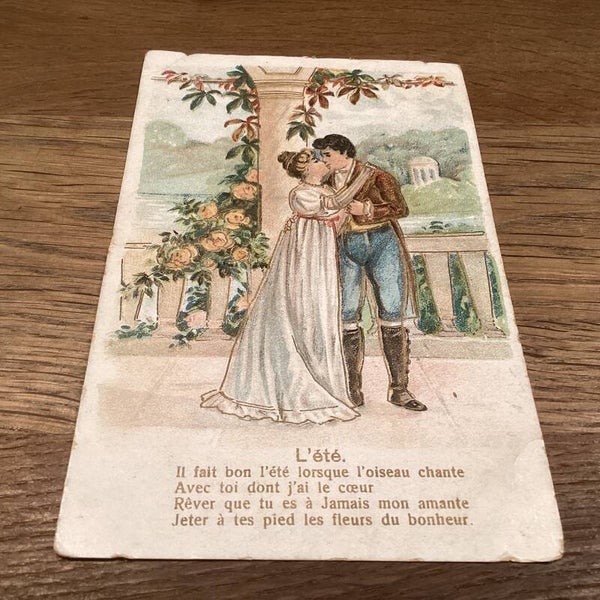 Antiek romantische kaart in reliëf, uit 1907