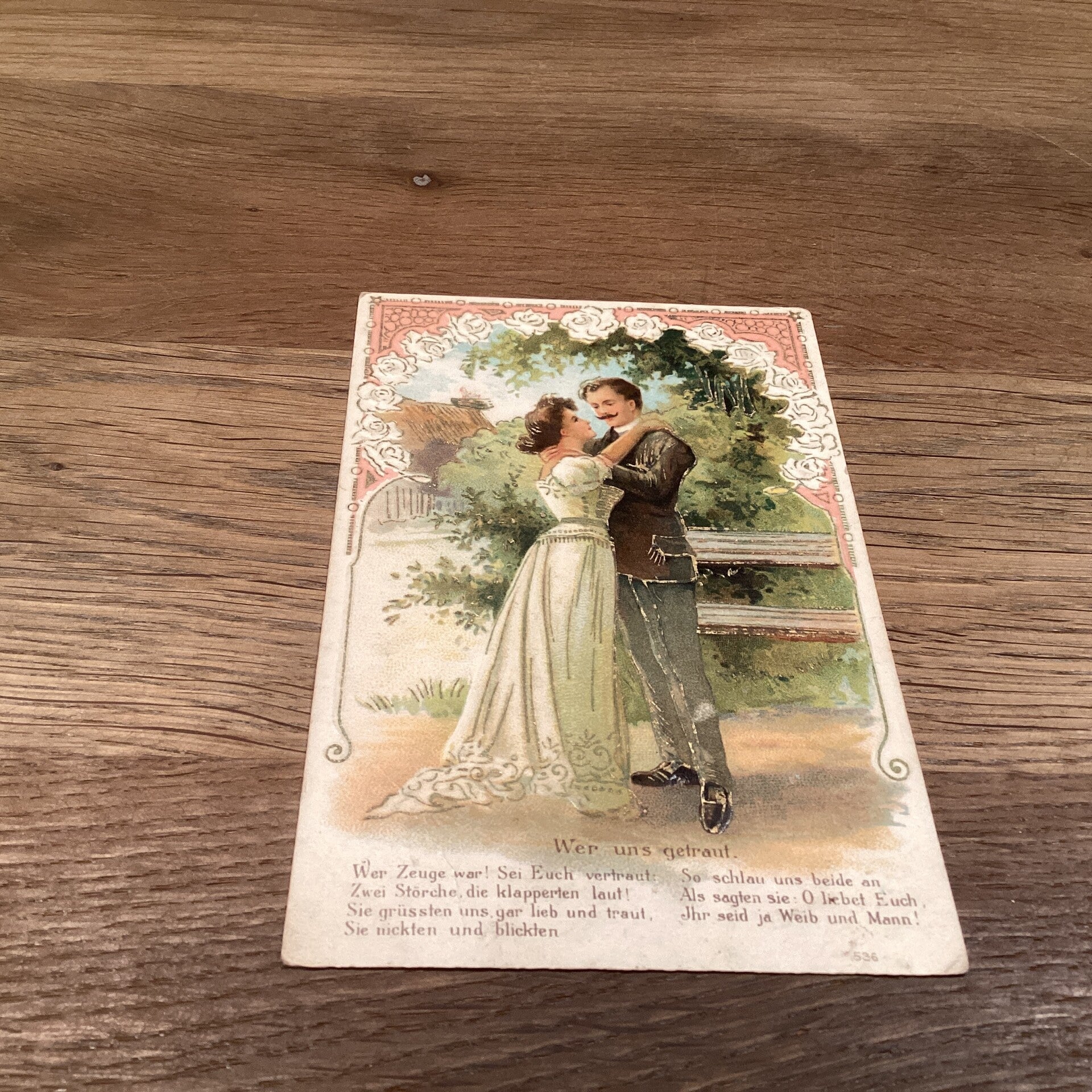 Antiek romantische kaart in reliëf, 1906