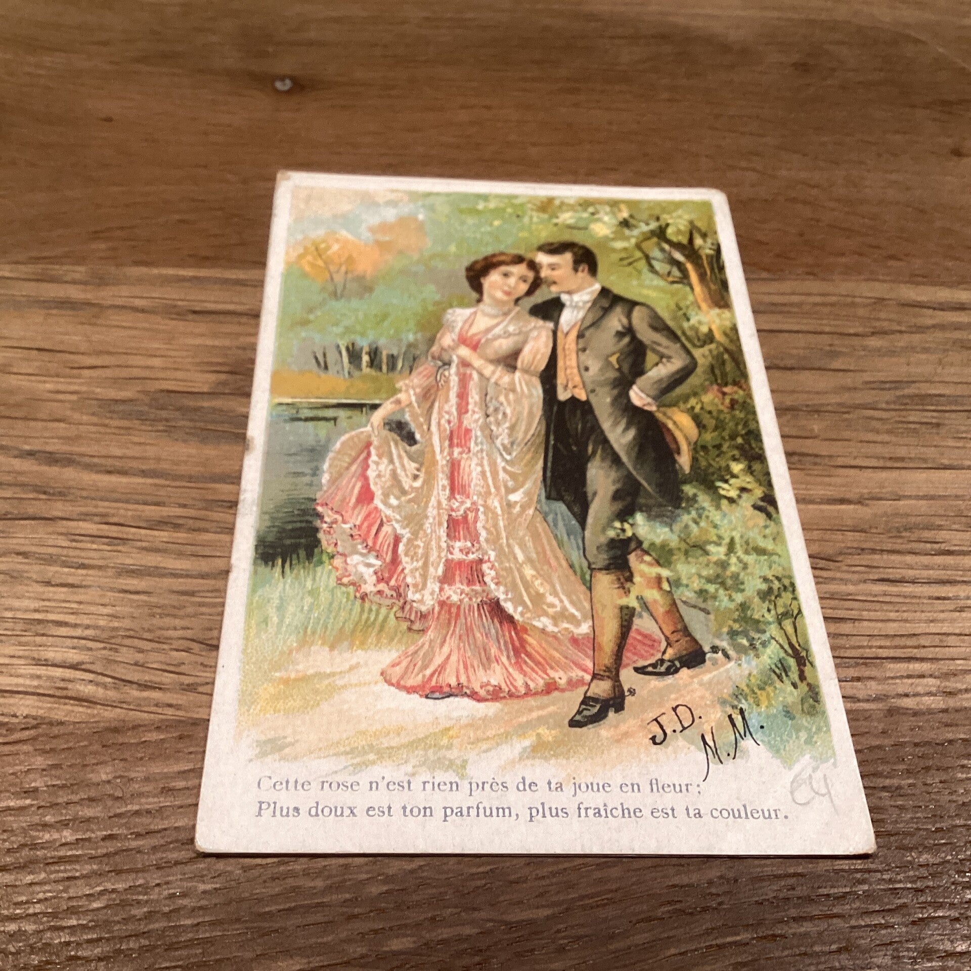 Antiek romantische kaart in reliëf, 1907