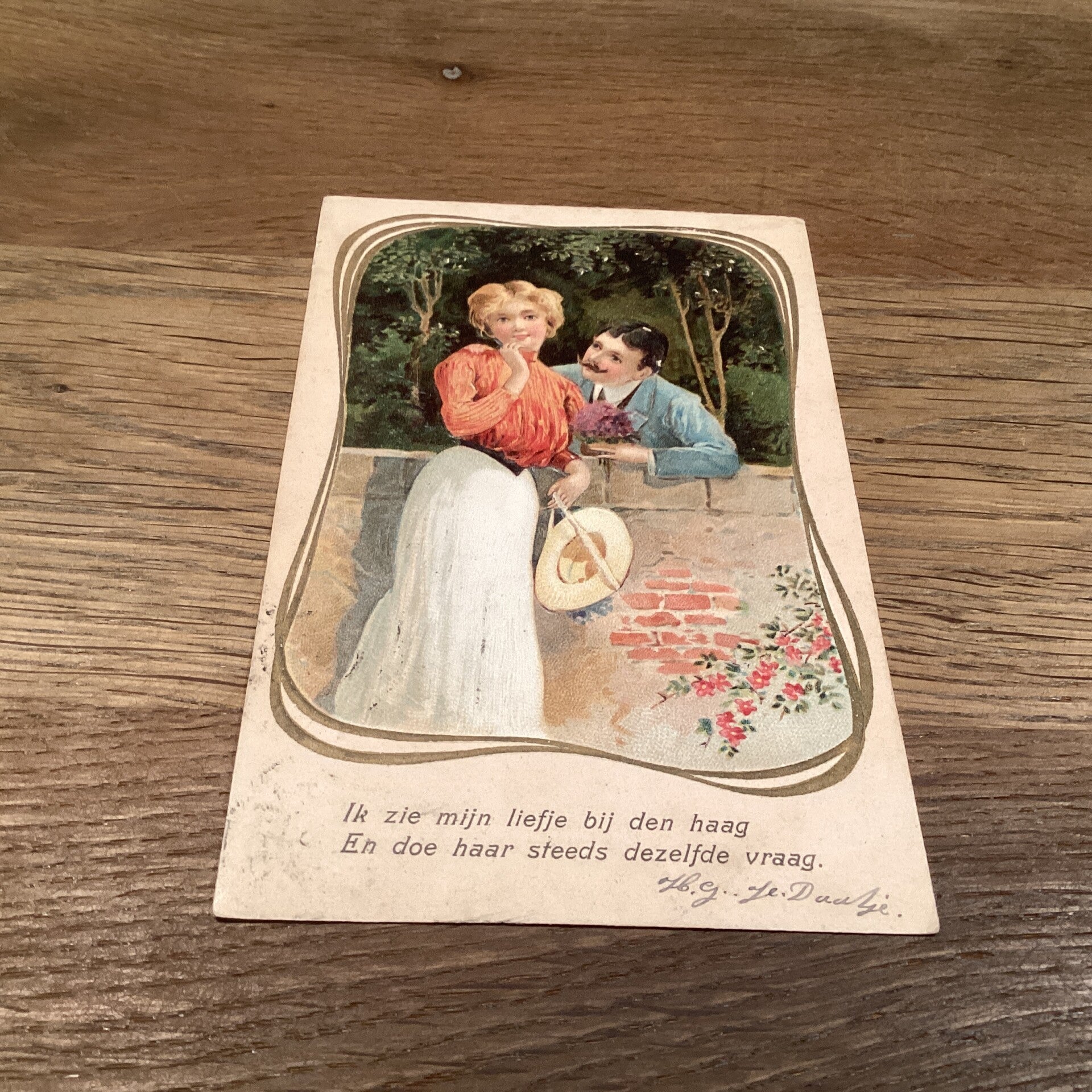 Antiek romantische kaart in reliëf, 1906