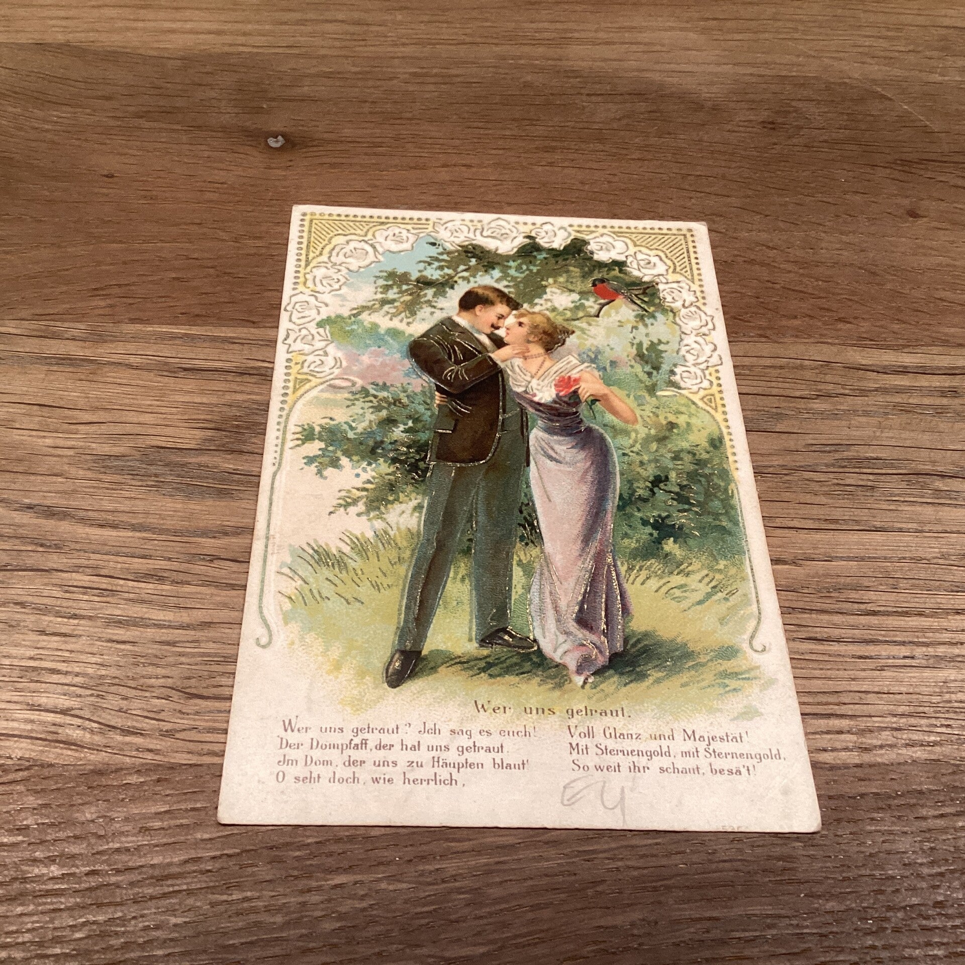 Antiek romantische kaart in reliëf, 1906