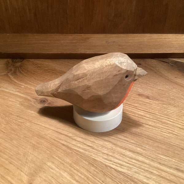 Uit houtgesneden roodborstje 9x4x5 cm