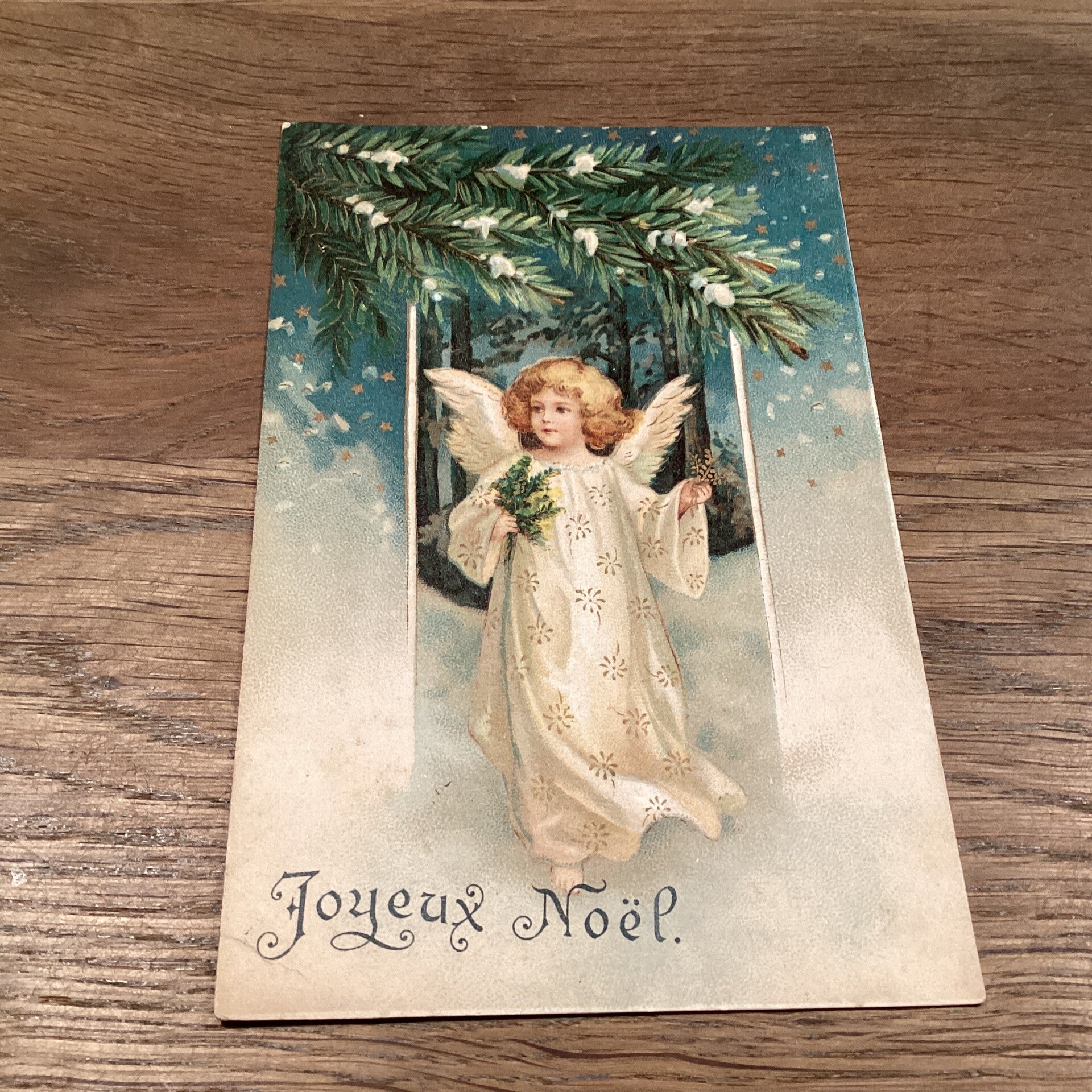 Antieke kerstkaart engelen uit 1905