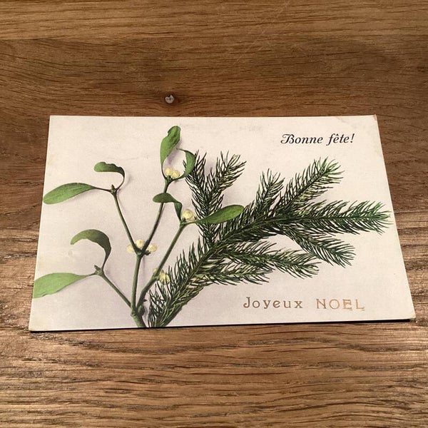 Antieke kerstkaart met mistletoe, onbeschreven
