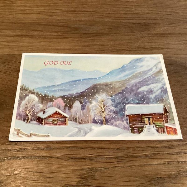 Oude kerstkaart 1970, God Jul, zweedse kerstkaart