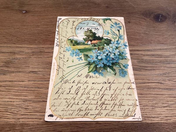 Antieke bloemenkaart in reliëf, 1903