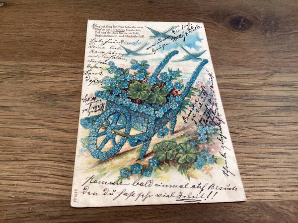 Antieke bloemenkaart in reliëf, 1911