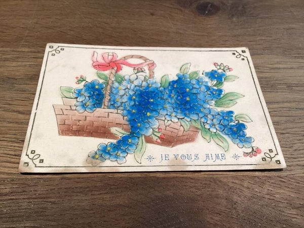 Antieke bloemenkaart in reliëf, 1908