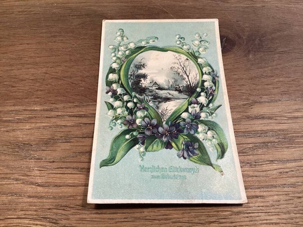 Antieke bloemenkaart in reliëf, 1916