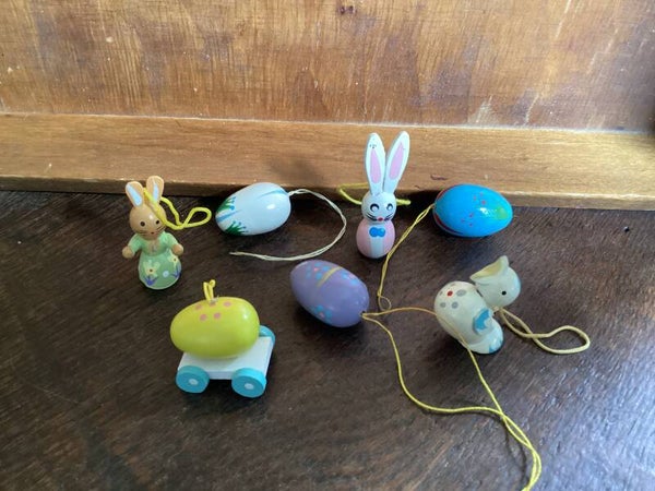 Set X met vintage houten paastakfiguren 2-5 cm