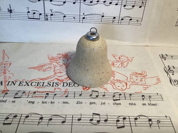 Kunststof vintage kerstbal gesuikerde kerstklok jaren 60 italy diam.5 cm