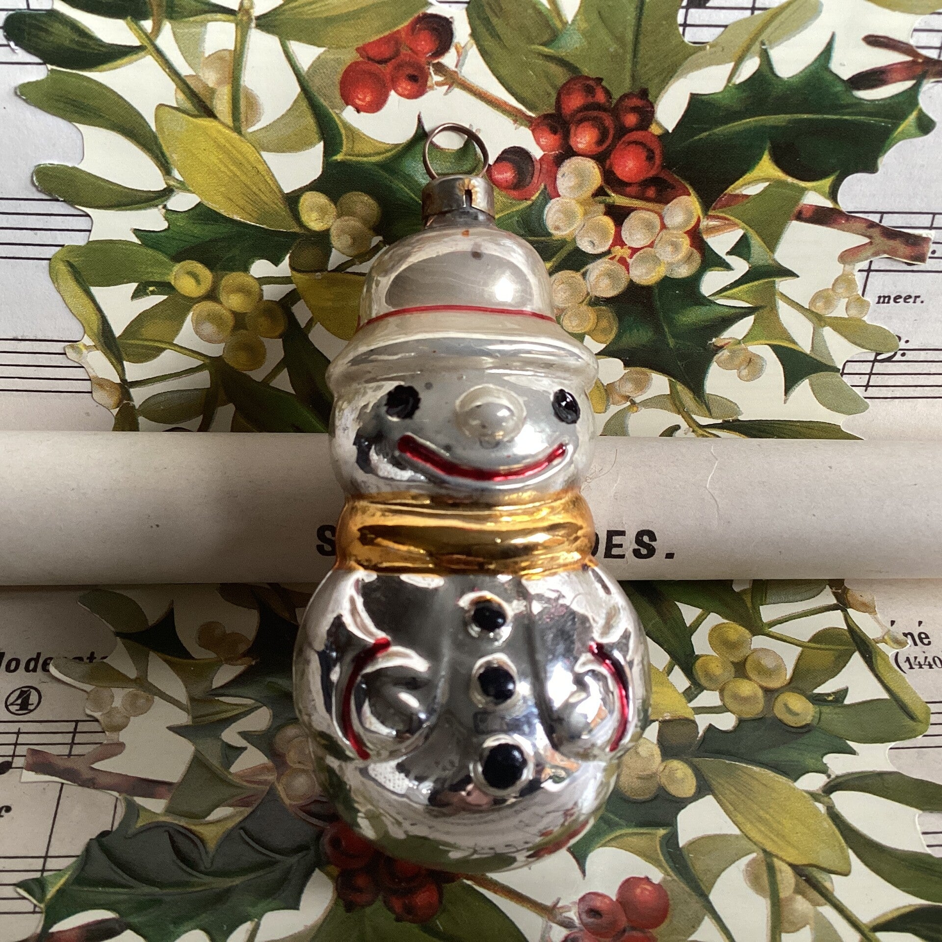 kerstbal sneeuwpop, 10 cm