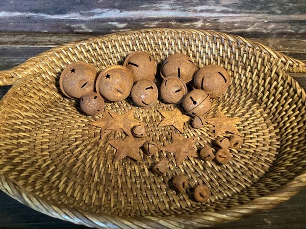 Set van roestige belletjes en sterren