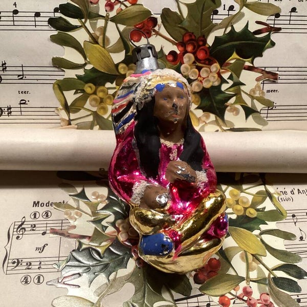 Antieke kerstbal indiaan 11x5x4 cm