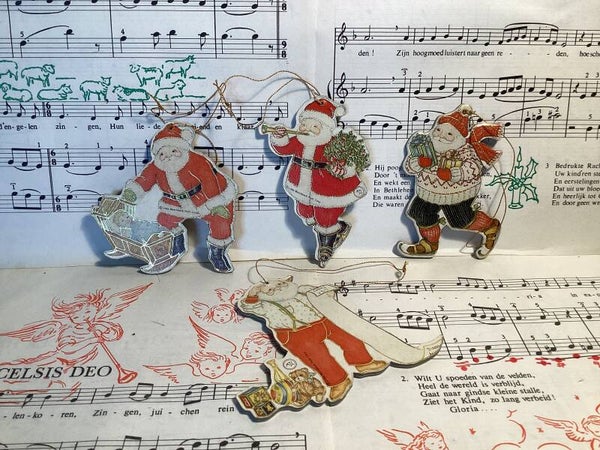 4x Vintage kersthangers kerstman Merrimack USA
