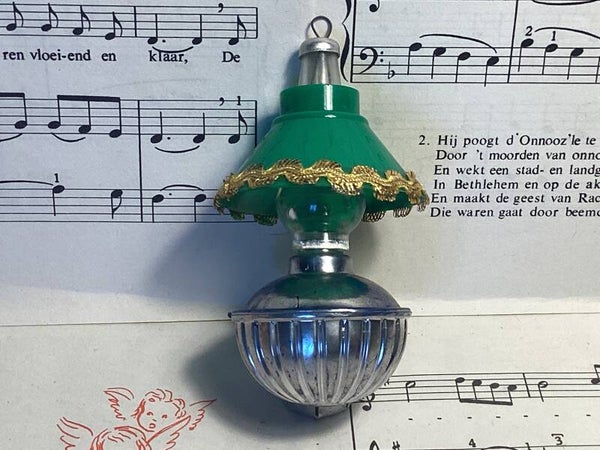 Vintage jaren 60 plastic fantastic lampion met groene lampenkap, 8 cm