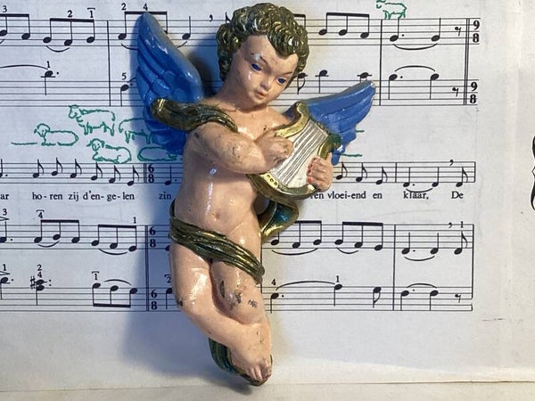Mooie engel voor aan de muur, kerststal, met haakje, 10x6x4 cm