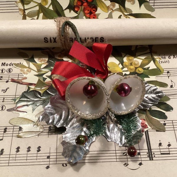 Oude kerstbal ornament, kerstversiering 9x11x4 cm