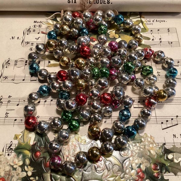 Kerstslinger van glas, multicolor, 1.70 meter, diameter kraal 1 cm