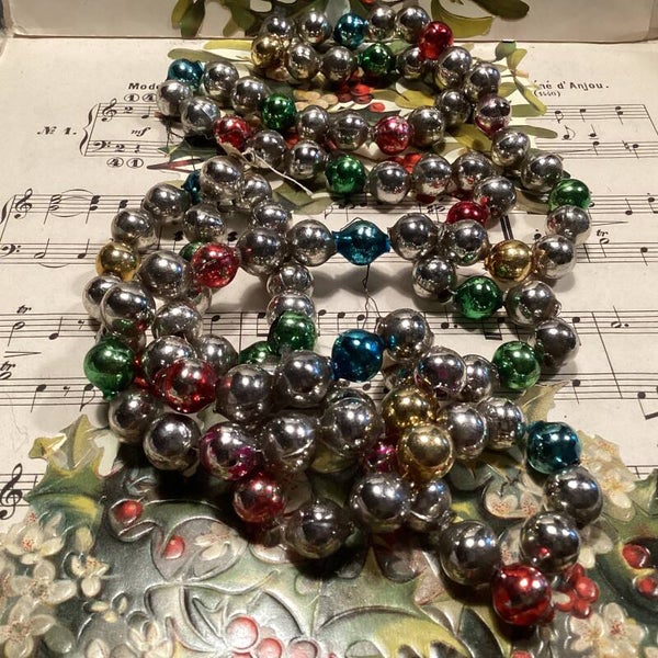 Kerstslinger van glas, multicolor, 1.50 meter, diameter kraal 1 cm