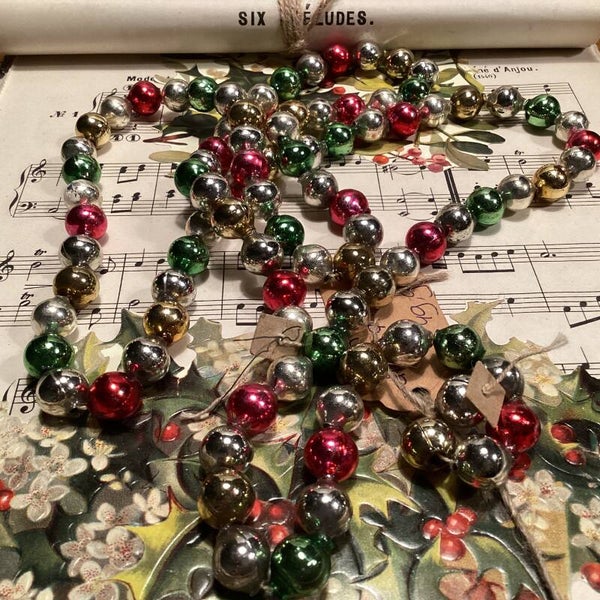 Kerstslinger van glas, multicolor, 1.25 m, diam kraal 1 cm