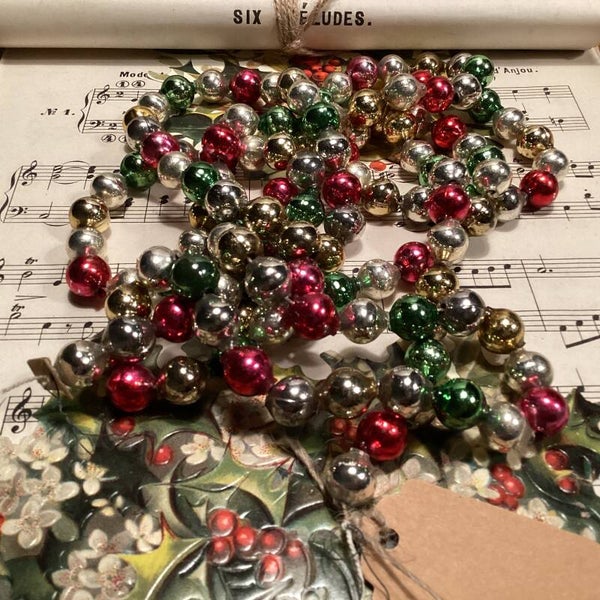 Kerstslinger van glas, multicolor, 1.7 m, diam kraal 1 cm