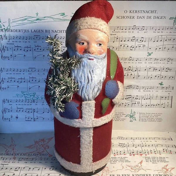 Antieke candycontainer kerstman 30 cm, duitsland jaren 40