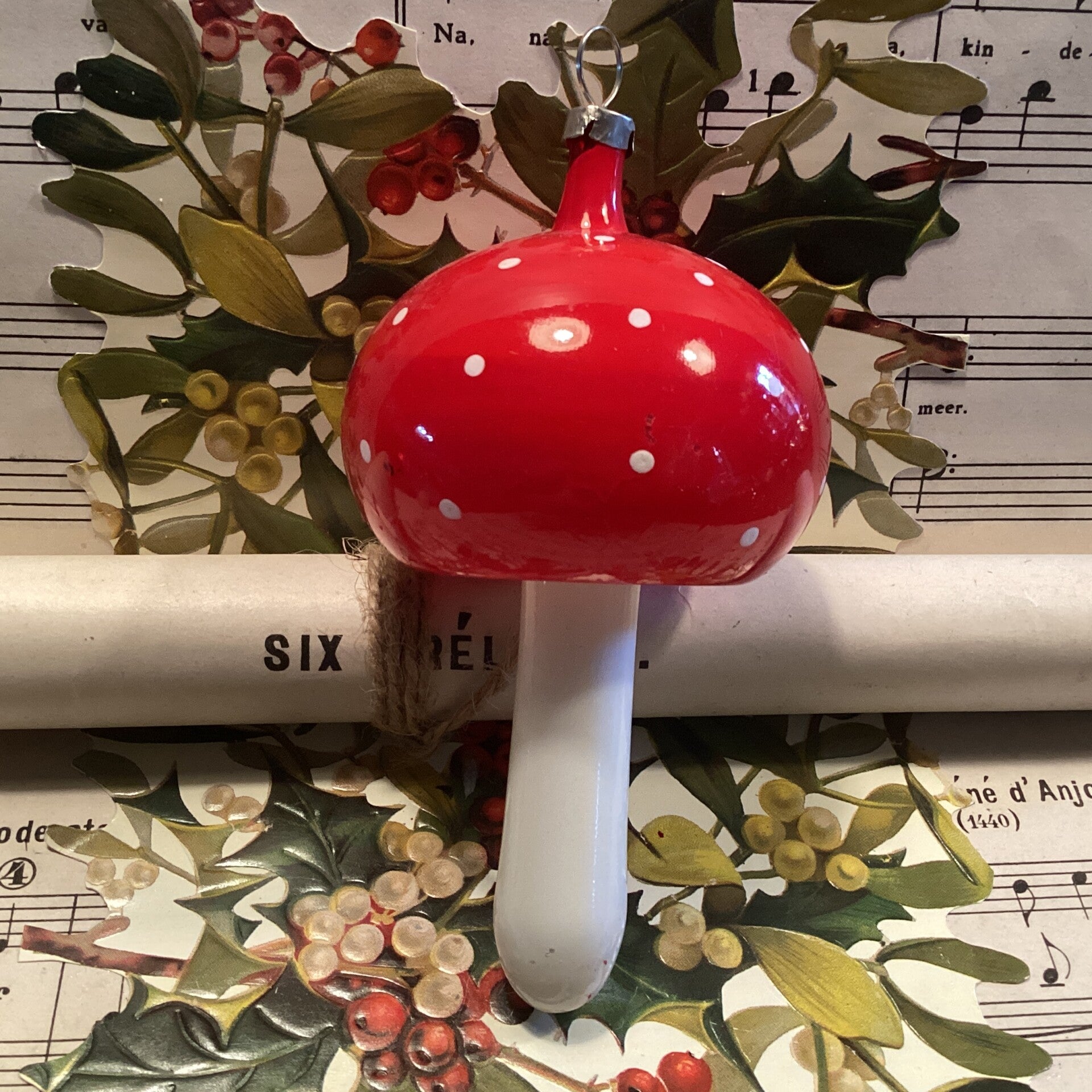 Antieke paddenstoel, melkwitte steel, 14 cm