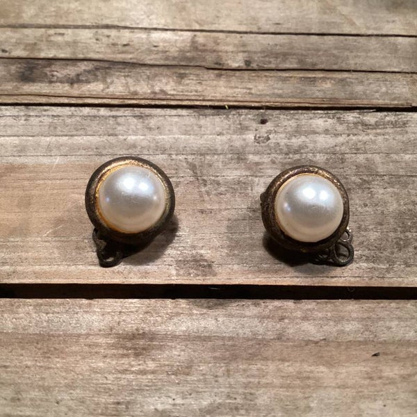 Vintage oorclips Parel
