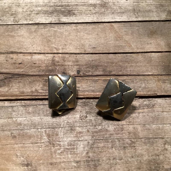 Vintage oorclips Zilver en goud combinatie