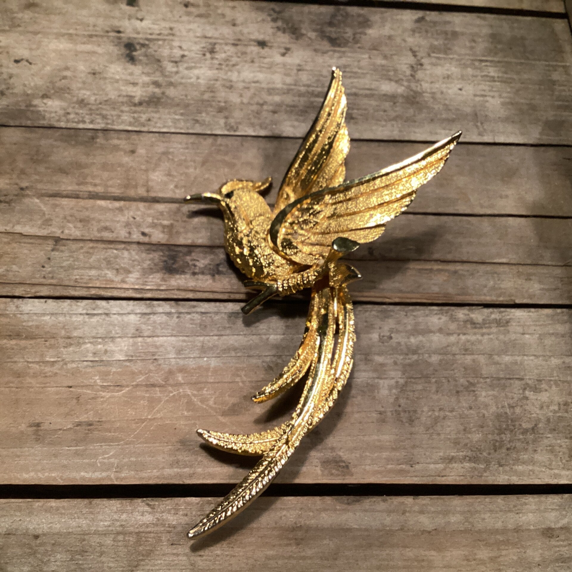 Vintage broche Papagaai bewegend 11x6 cm