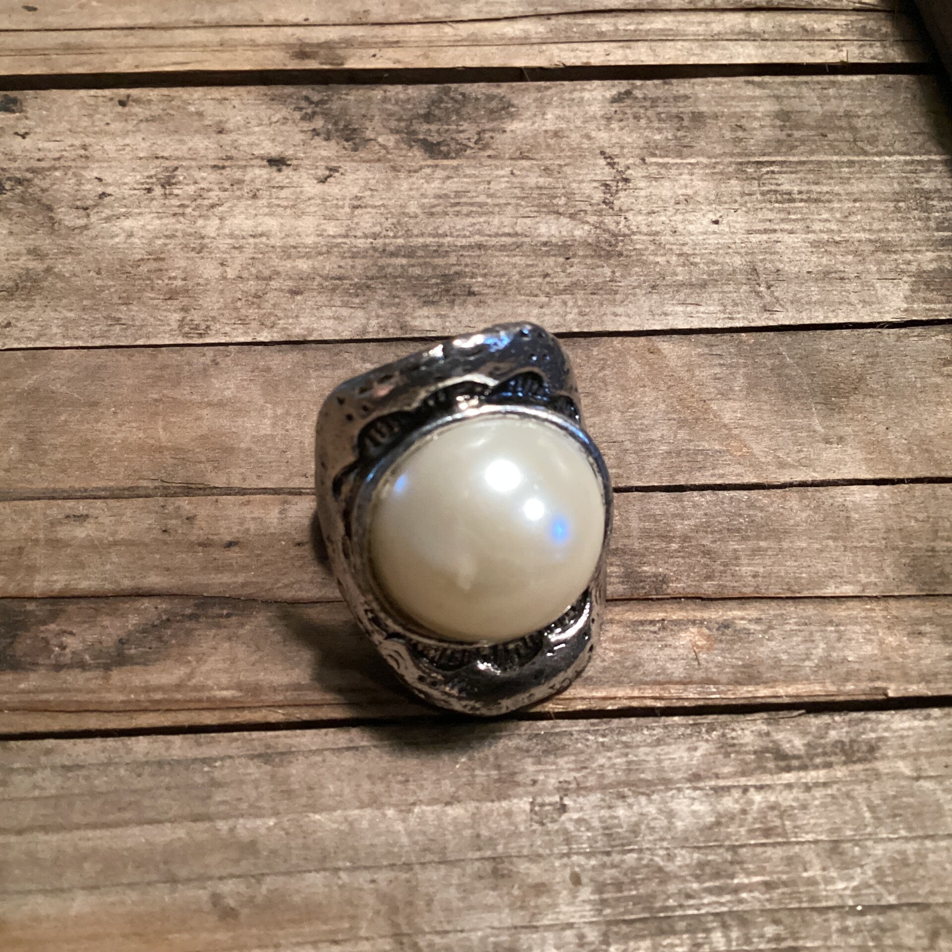 Verstelbare ring Zilver met parel 3x2,5 cm